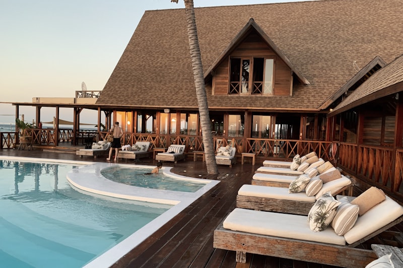 Luxury resort accommodation at sunset